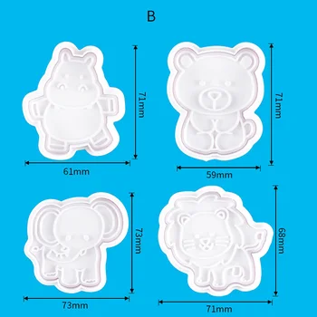 4buc/Set Reutilizabil de Desene animate de Animale din Plastic DIY Biscuit Mucegai Fondant Embosser Mor Cookie Cutter Timbru Accesorii de Bucatarie