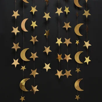 4M de Aur Luna Neagra Stea Agățat Ghirlanda Eid Mubarak Decor Banner pentru Acasă Perete Cortina Decor Ramadan Kareem Consumabile