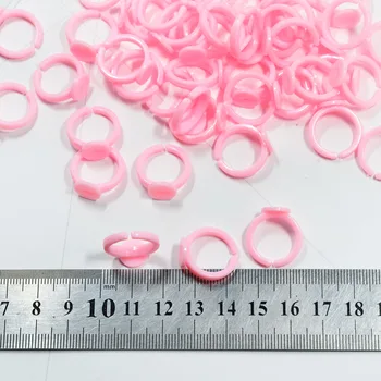50 de Piese din Plastic Roz Inel Reglabil Gol Bijuterii Constatările ADEZIV PE Bază de