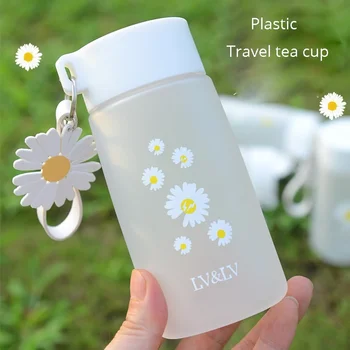 500ml Drăguț Mic Daisy Sticle de Apa din Plastic BPA Free Creative Mată Sticlă de Apă Portabil cu Coarda de Călătorie Ceai Sticla de Apa