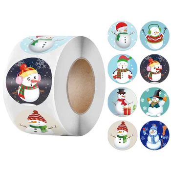 500pcs/Rola Crăciun Fericit om de Zăpadă Manual Autocolant Cutie de Cadou Pachet Decor 1