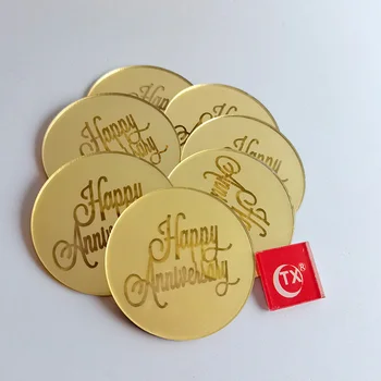 5pcs Mini Aniversare Fericită Acrilice Tort Fân Rose Gold Disc Toppers Tort pentru Aniversarea de Nunta Petrecere Decorare Cupcake Noi