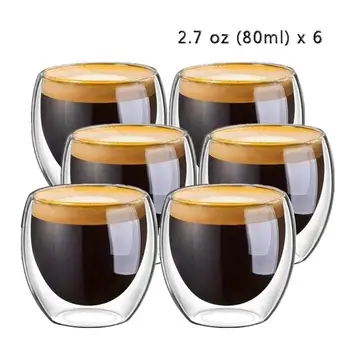 6PC termorezistentă cu Perete Dublu Cupa de Sticla lucrate Manual Halbă de Bere Ceai sticlă de Whisky Pahare de Sticlă Drinkware Bere Cafea Espresso Cup Set