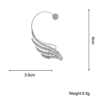 AENSOA 2021 Nou Argint Placat cu Aripă de Înger Stilist de Cristal Cercei Clip Unic de Cupru Clipuri Ureche pentru Femei Manșetă de Ureche Nu Piercing