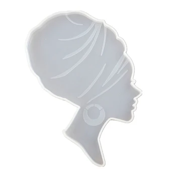 Afro Feminin Rășină Epoxidică Mucegai Ceai Mat Cap de Om Coaster Tava de Silicon Mucegai DIY N0HE
