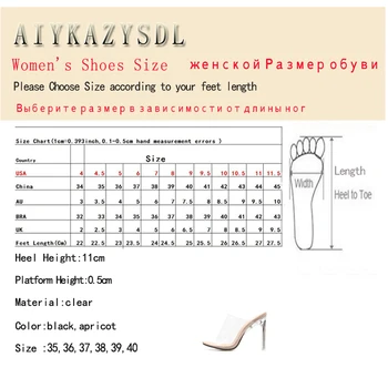 AIYKAZYSDL Femei de Cristal Clar Sandale Peep Deget de la picior Deschis Transparent Gros Bloc Indesata Toc Înalt Sandale de Vara Catâri Diapozitive 35-40