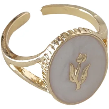 Aliaj de formă ovală picură ulei de măiestrie simplă floare de moda floare inel de femei cu personalitate metal deschide inele pentru fete cadouri