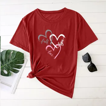 Amuzant Inima Dragoste de Imprimare T-shirt Femei Maneci Scurte Casual Tricou Femeie Drăguț Topuri Tricouri Tricou Femme Cadou de Ziua Îndrăgostiților pentru Fete