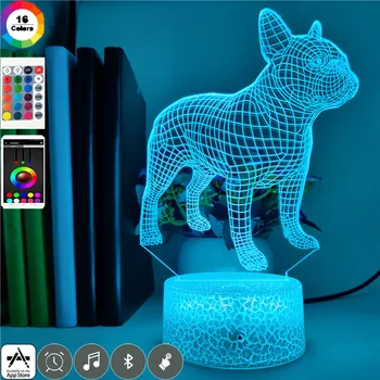 Animale Bulldog Lampa de Noapte În 7 Culori Ideal pentru Somn de Iluminat pentru Copii Studiu de Premii la Evenimentul Atmosfera de Petrecere Difuzor Bluetooth Lumina