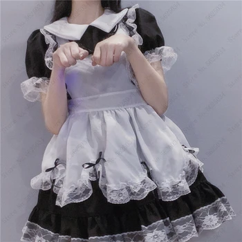 Anime Kawaii Lolita Rochie De Dantelă Sexy French Maid Șorț Cosplay Costum Fete Femei Partid Rol Joaca Dress Up Cafe Waitress Tinuta