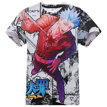 Anime T-shirt Nanatsu No Taizai Bărbați Femei Casual Moda Streetwear Cele Șapte Păcate de Moarte 3D Imprimate Tricou Hip Hop Teuri Haine
