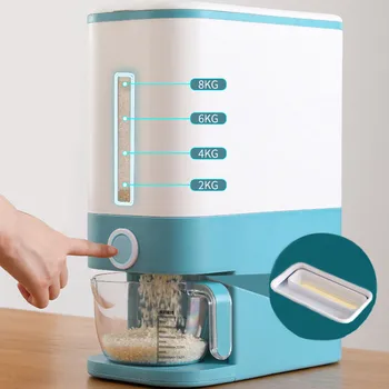 Automate De Plastic Cereale Distribuitor Cutie De Depozitare Ceașcă De Măsurare Bucătărie Alimentare Rezervor De Orez Recipient Organizator De Depozitare A Cerealelor Cutii