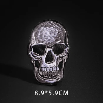 Bine Stilul Punk Rock Skull Broderie Patch-uri a Crescut de Cap de Schelet de Fier Pe Motociclist Patch-uri 3D Diy Haine Autocolante Aplicatii