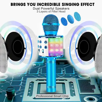 Bluetooth-compatibil Karaoke Microfon Microfon Wireless Bucatar Difuzor Portabil Microfone Jucător Cântând Recorder Microfon
