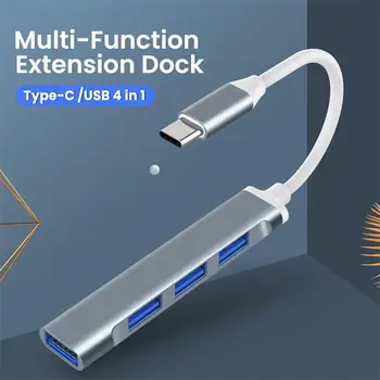 C USB HUB USB 3.0 cu 4 Porturi Multi Splitter Adaptor OTG Pentru Macbook Pro /Air Pro Matebook Lenovo, Xiaomi PC, Accesorii pentru Calculator