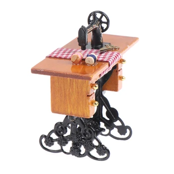 Casă de păpuși Decor Mobilier in Miniatura din Lemn Masina de Cusut pentru Casa de Păpuși Jucării