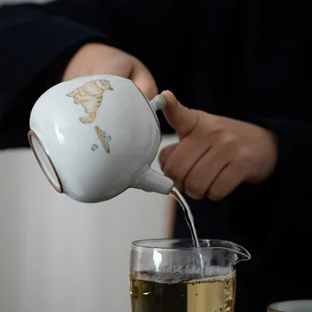 Cat Yuebai Ru Cuptor Set de Ceai Ceainic din Ceramică de uz Casnic Kung Fu Set de Ceai Ceainic 230ml