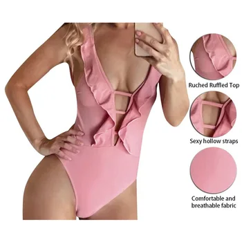 Ciufulit Femei Bikini Set 2021-O Singură Bucată Solidă De Șiruri De Costume De Baie Brazilian Sexy Scobite Beachwear Plus Dimensiune Costume De Baie 2021