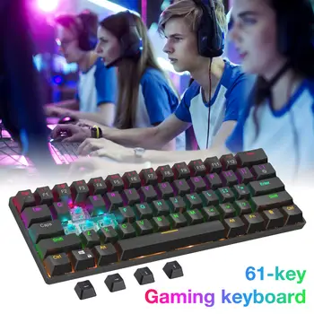 CK61 61-Cheie Tastatură Mecanică cu Fir USB LED Backlit Axa de Jocuri Mecanice de la Tastatură Pentru WIN2000/ XP/VISTA/WIN7/ WIN8/ WIN10