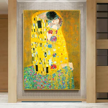Clasic Artist Gustav Klimt Sarutul Abstracte Pictura pe Panza de Imprimare Poster pentru Camera de zi de Decorare Decor Acasă Imagine Arta de Perete