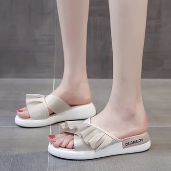 Comemore 2021 Moda Pantofi de Vara pentru Femei Sandale Plate Tineri Plaja Doamnelor Sandale Slip-on Negru Bej Flip Flop Femeie Papuci