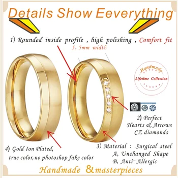 Comfort Fit model nou Dragoste Alianțe inele de nunta seturi pentru bărbați și femei, bijuterii din oțel inoxidabil inel anel