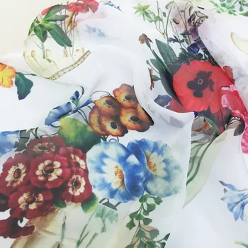 Confortabil Țesături Imprimate, pictate în Ulei Pictura Vaza cu Flori de Tip Material Subțire pentru Rochii Țesături pentru Cusut material Textil Moale