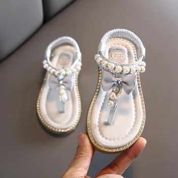 Copil De Vara Fete Sandale Copil Pentru Sugari Copii Alunecare De La Pearl Cristal Singur Printesa Roman Pantofi Pentru Copii Fete Papuci De Casă