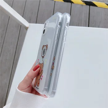 Coreea de urs fericit cazuri de telefon pentru iPhone 11 12 Pro MAX 7 8 Plus caz clar anti-knock capacul din spate pentru iphone 12 mini x xr xs coque