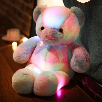 Creative LED-ursulet Colorat Stralucitoare Urs de Pluș Luminos Jucărie Animal de Pluș Moale Papusa Pentru Fete Copii Cadou de Crăciun
