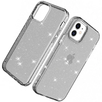 Cristal Sclipici Cazuri de Telefon pentru iPhone 7 8 2020SE 12 mini-12 Pro Max Bling Clar la Șocuri Sclipire 11 XS XR X XSMAX Acoperi