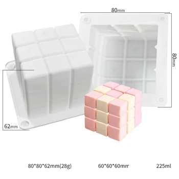 Cubul lui Rubik 3D Silicon Tort Mucegai Mousse de Copt Tort de Decorare Instrumente Magic Cube Lumanare Aromatherapy Mucegai Ceara Săpun Mucegai