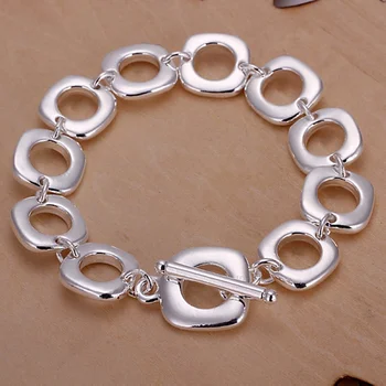 Culoare argintie rafinat Cvartet circulară brățară farmec de modă pentru femei solide de sex feminin secțiunea cadou de ziua H106