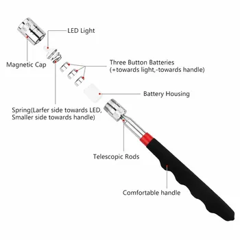 D5 Mini LED Magnet Lumina Telescopic Magnetic Ridica Lanterna Torch Lampă Pentru Ridicarea Șurubelniță Piuliță Și Șurub Unelte de Mână