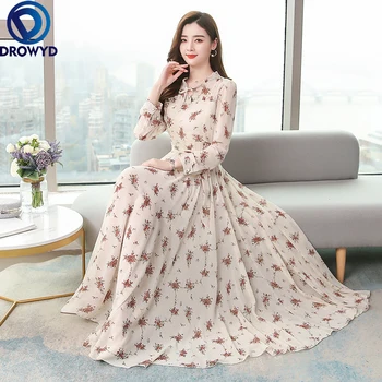De mari Dimensiuni Mult Temperament Rochie Pentru Femei 2021 Nouă Primăvară Talie Înaltă, Subțire, cu Maneci Lungi Florale Rochie de sex Feminin coreeană Vestidos 4XL
