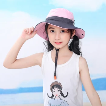De Vară pentru copii cu Boruri Largi Coada de cal Pălărie Pliabil Pescuit Pălăria în aer liber Drăguț Vitalitate Parasolar Uv Palarie de Soare
