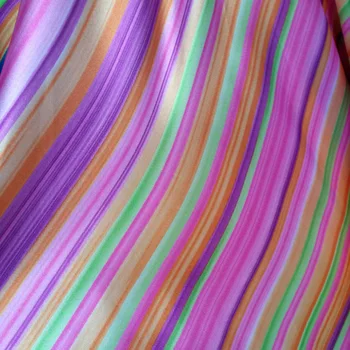 Decor tesatura Satin Moale rainbow stripe Satin Lucios Material matasos de Satin imprimat Charmeuse Țesături 1 curte