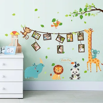 Desene animate drăguț Autocolante de Perete pentru Camere de Copii Decor Copii Băieți Fete Dormitor Decor Girafa, Elefant PVC imagini de Fundal
