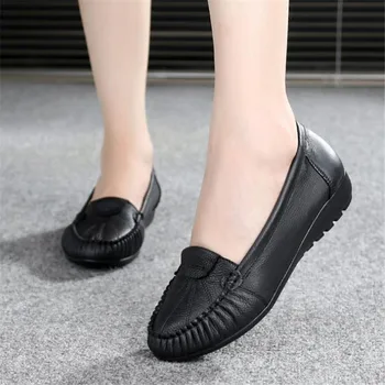 Dimensiunea 34-43 Primăvara Anului 2021 Feminin Elegant Din Piele Mocasini Femei Pantofi Plat Toc Mic Rotund Toe Slip-On Pantofi Pentru Condus