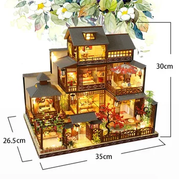 DIY din Lemn in Miniatura Păpuși 1:24 Manual de Casa Papusa Model de Clădire Truse de Jucarii Pentru Copii Adult Picătură Iubitor de Cadou Cu Lampa