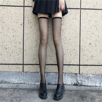Dulce Ultra-subțire, Ciorapi de Dantelă Primavara-vara Femei Coapsă Genunchi Șosete pentru Femei Fete peste genunchi negru picior subțire de-o șchioapă