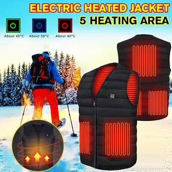Electrice Incalzite Vesta Barbati Iarna USB Încălzire Uza Termic mai Cald Jachete Jos de Bumbac în aer liber Strat Chaleco Hombre