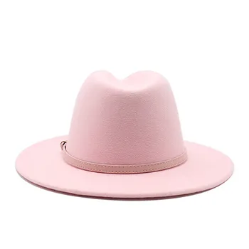 Femei De Pălărie De Fetru Imitație De Lână De Iarnă Pentru Femei Pălării De Fetru De Oameni De Moda Alb Roz Jazz De Top Hat Fedoras En-Gros