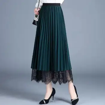Femei Elegant Solid Mesh Fuste Midi Doamnelor Moda Streetwear Talie Mare Tul Fusta Plisata Fete Dantelă Fusta Mozaic DS252