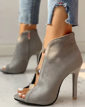 Femei Sandale Tocuri de 10 cm Metal Nou Nasturii Femeie Subțire cu Toc Femei Peep Toe Petrecere Sandale 2021 Pantofi pentru Femei