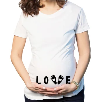 Femei T-Shirt de Desene animate de Maternitate Topuri Copil Amuzant Sarcinii Camasi cu Maneci Scurte T-shirt pentru Femei Gravide Teuri S-3XL