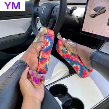 Femei Vara Eco Sandale Rainbow Crystal Pene Platforma Toc Peep Toe De Moda Casual, De Plaja Doamnelor Pantofi De Zapatos De Mujer 43