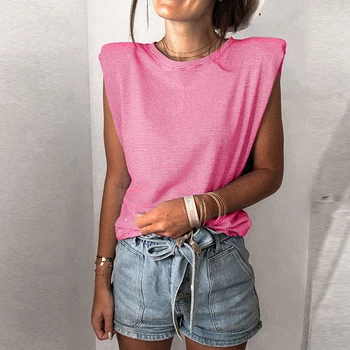 Femei Vintage Din Umeri Bluza Fără Mâneci Tricou 2021 Casual De Vara O Doamnele Gât Topuri De Moda Streetwear Liber Tricou Simplu Blusas
