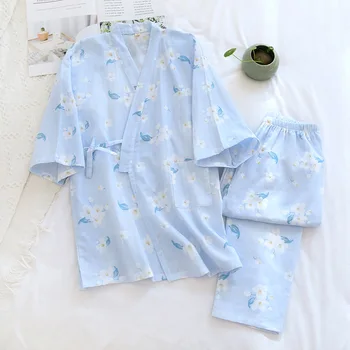 Femeii Sleepwear Bumbac Moale, Seturi de Pijama Butonul de Jos de Maneci Scurte Pj Florale Pijama Set de Toamnă de sex Feminin Pijamale