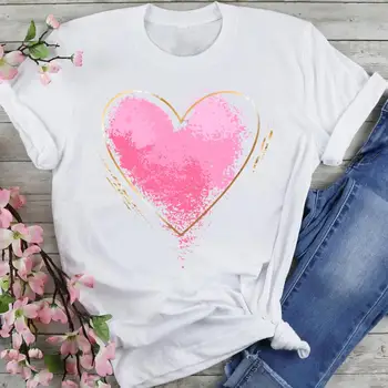 Femeile Grafic Dragoste Inima Acuarelă Îmbrăcăminte Desen Animat De Moda De Vară, Haine De Sex Feminin Print Cu Maneci Scurte Topuri Tricouri Tricou T-Shirt